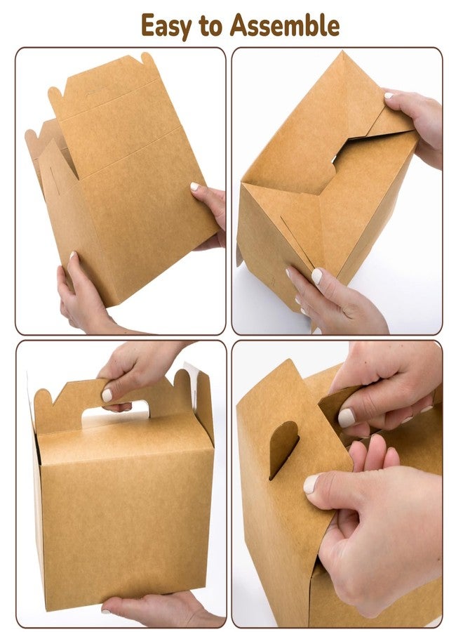 ZOOFOX 50 Pack 9x6x6 Brown Gable Boxes for Food, Large Welcome Box with Handles, Grease Resist Bakery Boxes Treat Box Paper Lunch Container To Go for Birthday, Wedding, Baby Shower, Lunch - Image 5